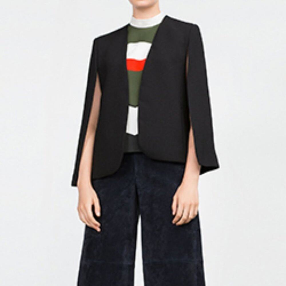 Zara  Neoprene Stripe Stand Up Collar Shirt S